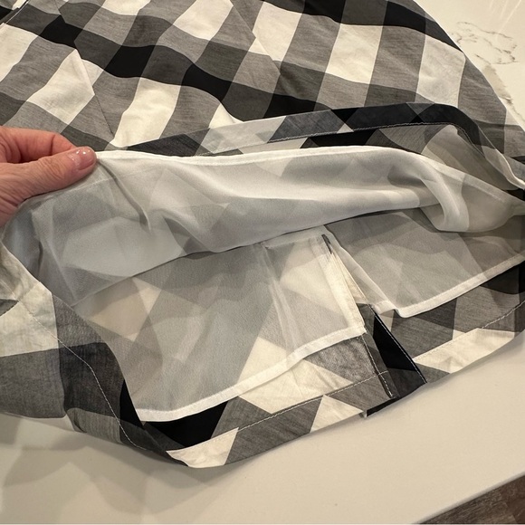 Burberry London Blue Label Black White Plaid Puff Sleeve Silk Pencil Dress 38 S - Picture 9 of 16